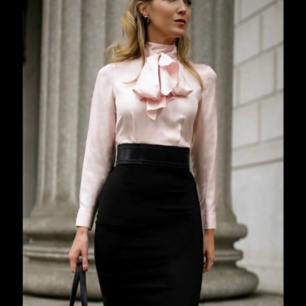 NWT Ted Baker Pink satin Black stretch dress XXS - Picture 5 of 6